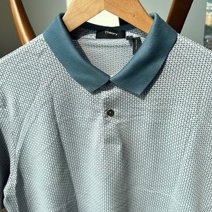 Theory Men’s Short-Sleeve Patterned Polo with Contrast Collar